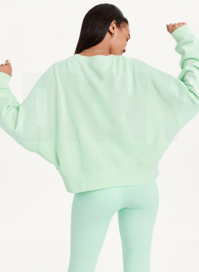 Green Women's DKNY Balance Oversized Crewneck Pullover Sweatshirts | Australia-D1968