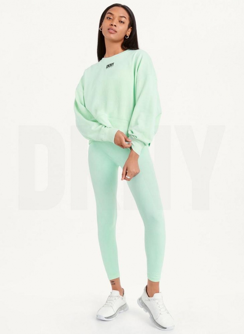 Green Women's DKNY Balance Oversized Crewneck Pullover Sweatshirts | Australia-D1968