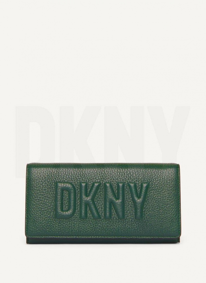 Green Women\'s DKNY Continental Raised Logo Wallets | Australia-D0704