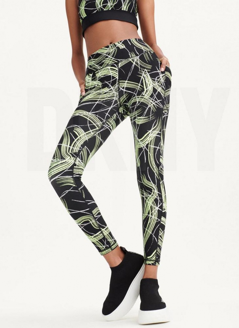 Green Women's DKNY Electric Shock Print High Waist Leggings | Australia-D0886
