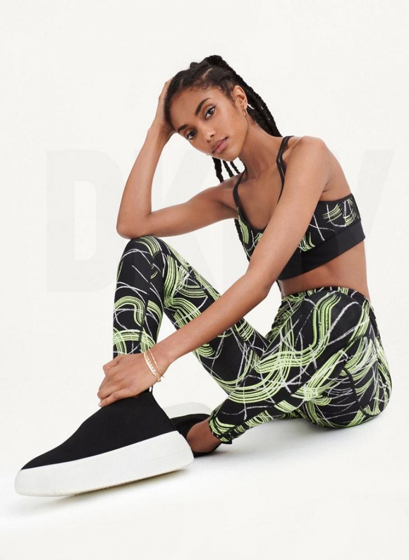 Green Women's DKNY Electric Shock Print High Waist Leggings | Australia-D0886
