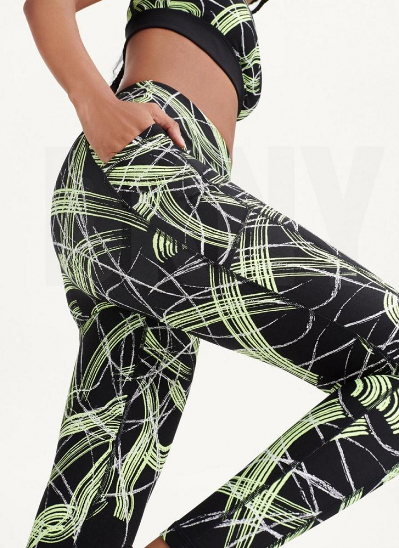 Green Women\'s DKNY Electric Shock Print High Waist Leggings | Australia-D0886