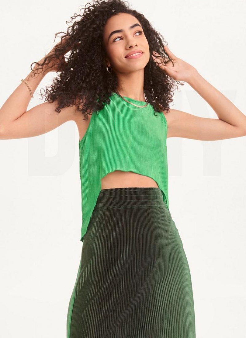 Green Women\'s DKNY High Low Shell Tank Tops | Australia-D1087