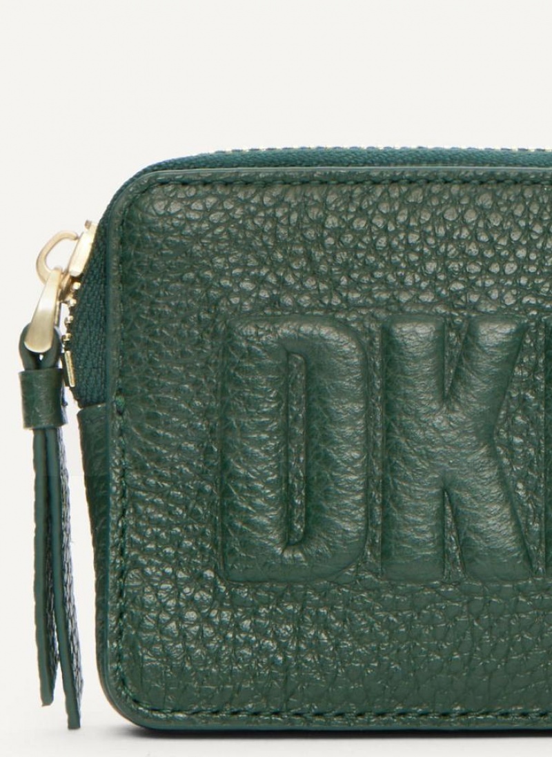 Green Women's DKNY Keyfob Cardcase Raised Logo Wallets | Australia-D1489