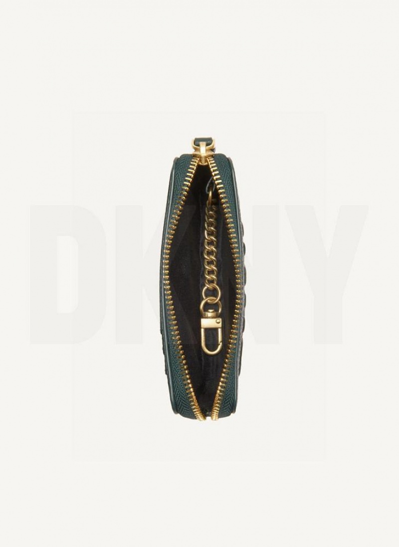 Green Women's DKNY Keyfob Cardcase Raised Logo Wallets | Australia-D1489