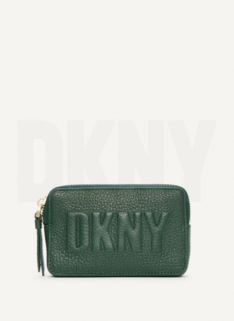 Green Women\'s DKNY Keyfob Cardcase Raised Logo Wallets | Australia-D1489
