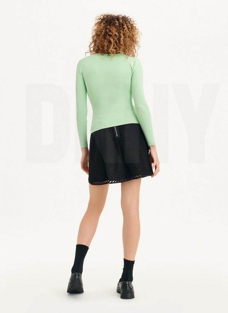Green Women's DKNY Long Sleevewrap Cut Out Sweaters | Australia-D1221