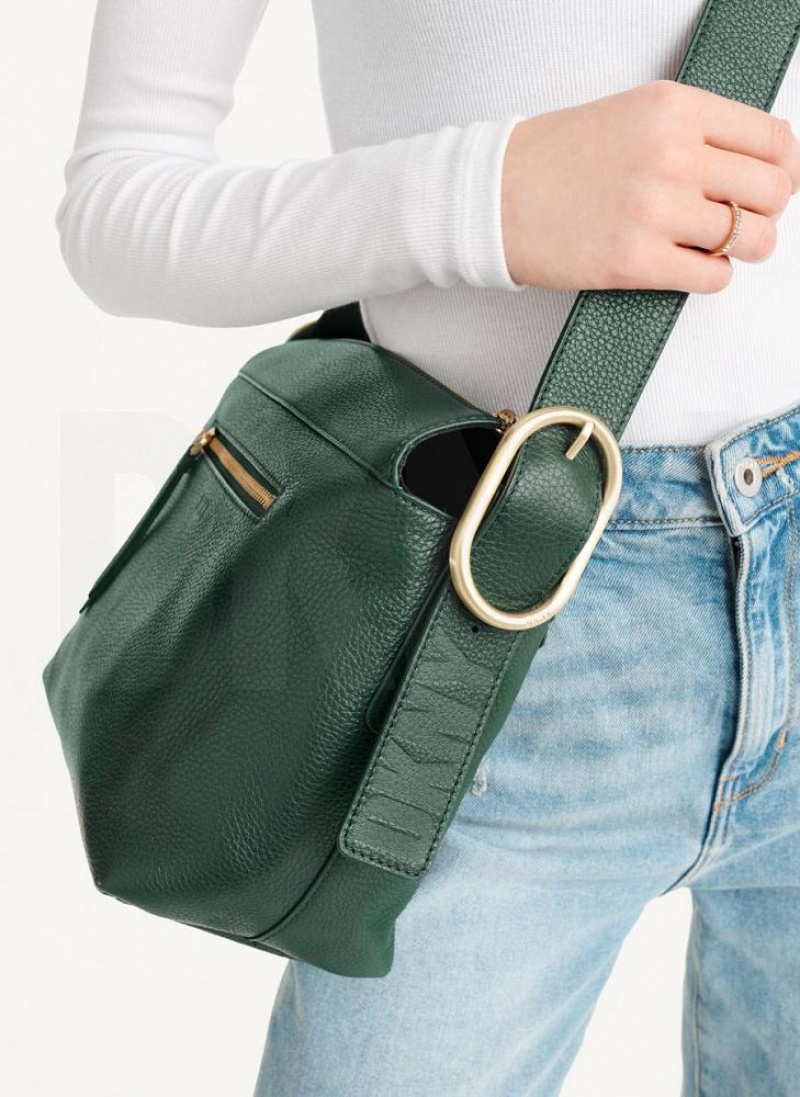 Green Women's DKNY Medium Buckle Crossbody Bags | Australia-D1500