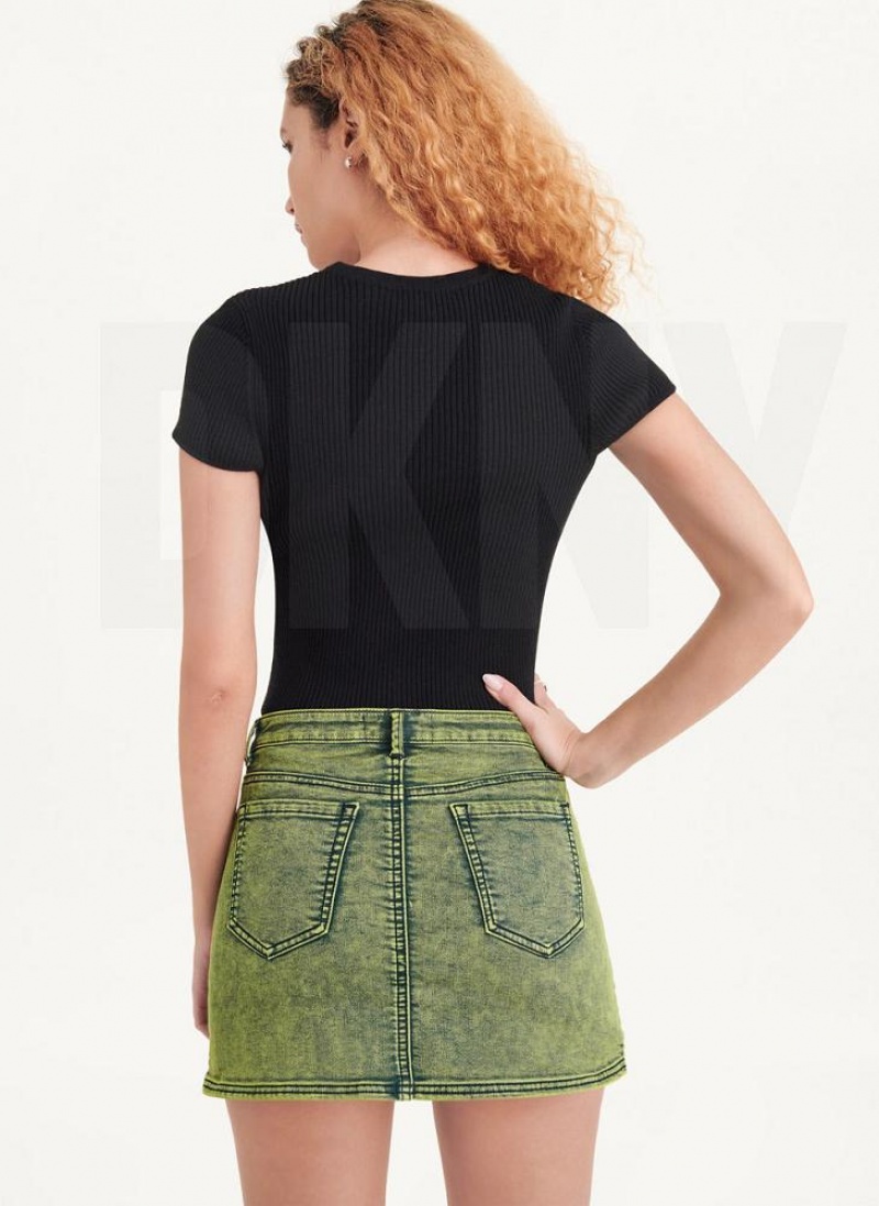 Green Women's DKNY Micro Mini Denim Skirts | Australia-D1126
