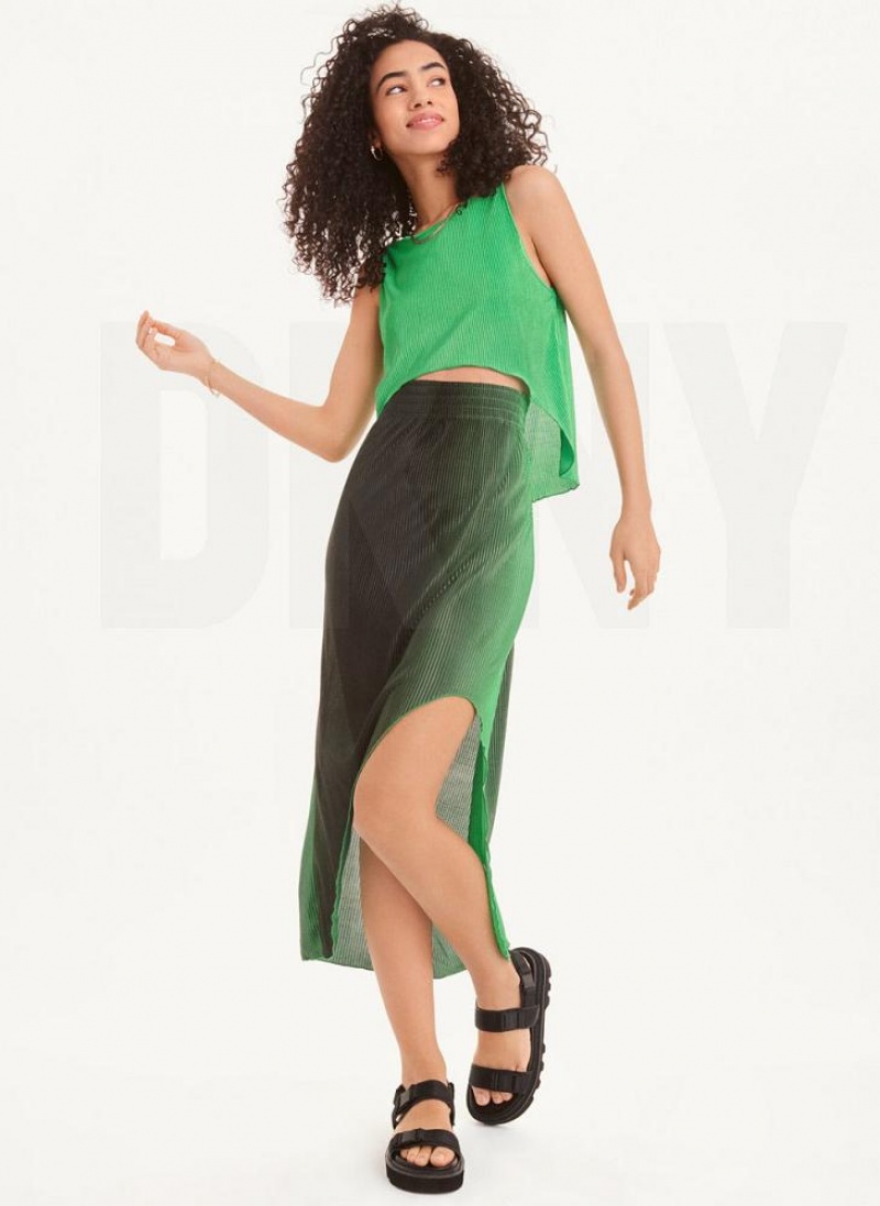 Green Women's DKNY Pleated Skirts | Australia-D1730