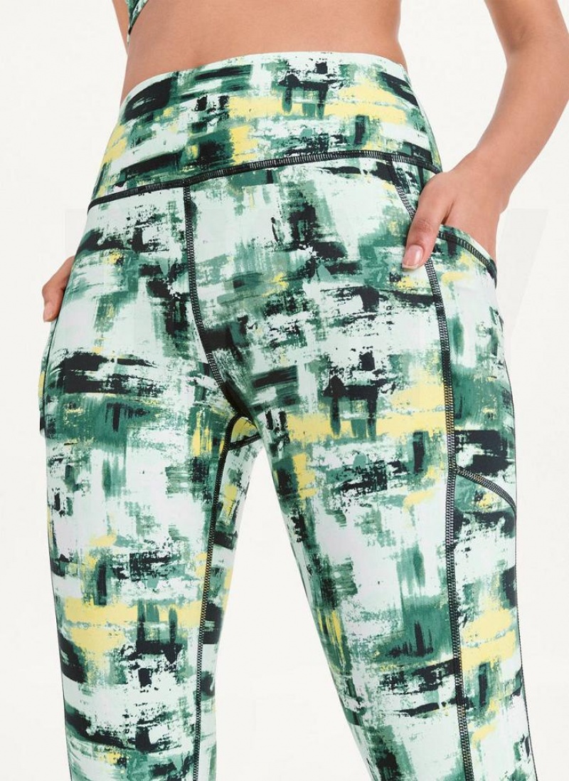 Green Women's DKNY Printed Leggings | Australia-D1089