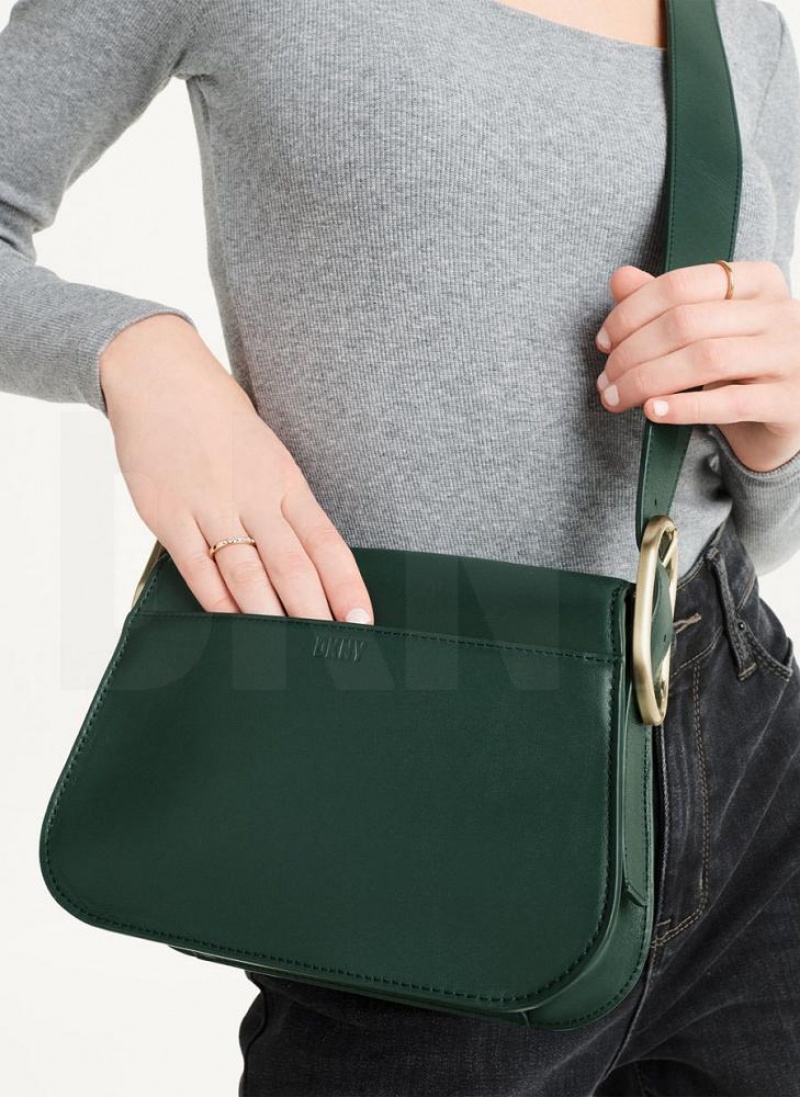 Green Women's DKNY Saddle Shoulder Bags | Australia-D1597
