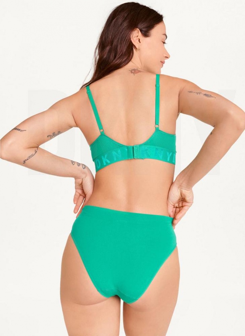 Green Women's DKNY Seamless Litewear Rib Bikini Panties | Australia-D1222