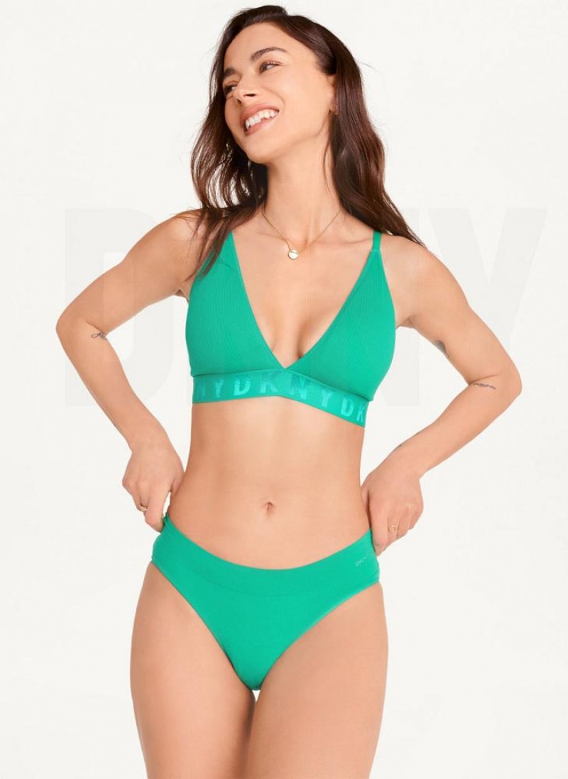 Green Women's DKNY Seamless Litewear Rib Bikini Panties | Australia-D1222
