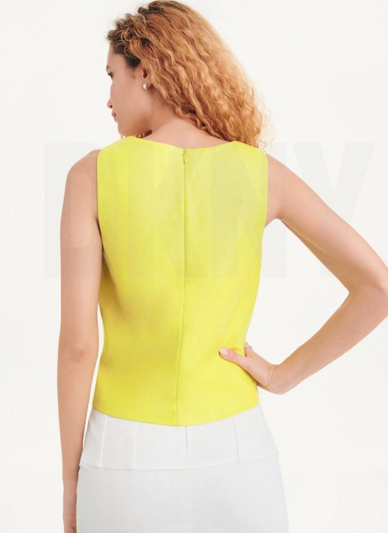 Green Women's DKNY Sleeveless Perforated Tank Tops | Australia-D0441
