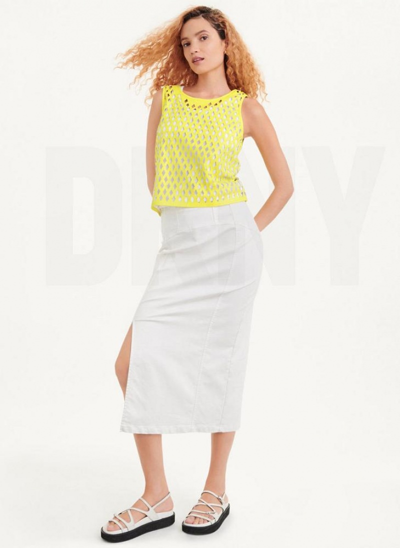 Green Women's DKNY Sleeveless Perforated Tank Tops | Australia-D0441