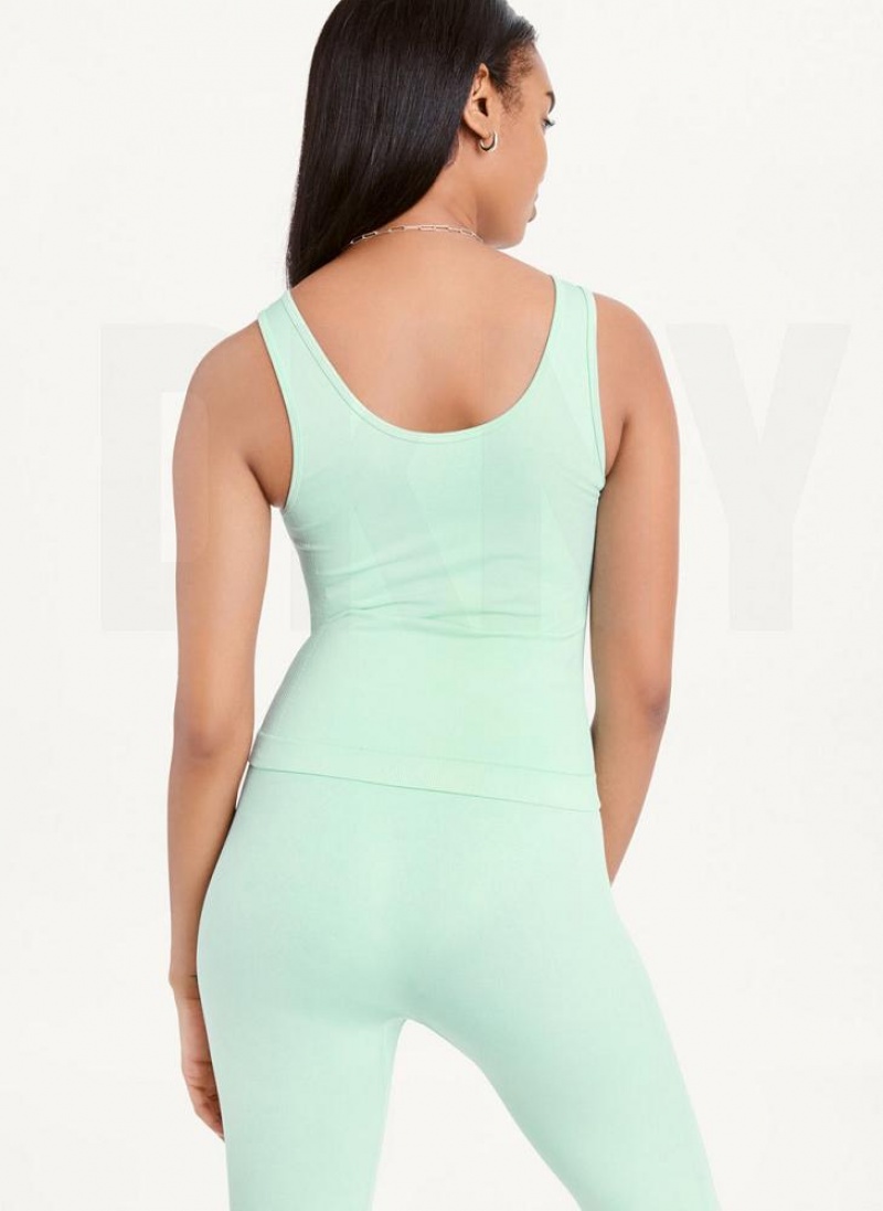 Green Women's DKNY Twill Seamless Scoop Neck Tank Tops | Australia-D0131