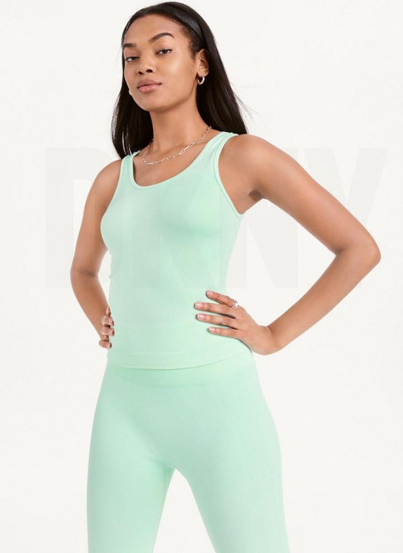 Green Women\'s DKNY Twill Seamless Scoop Neck Tank Tops | Australia-D0131