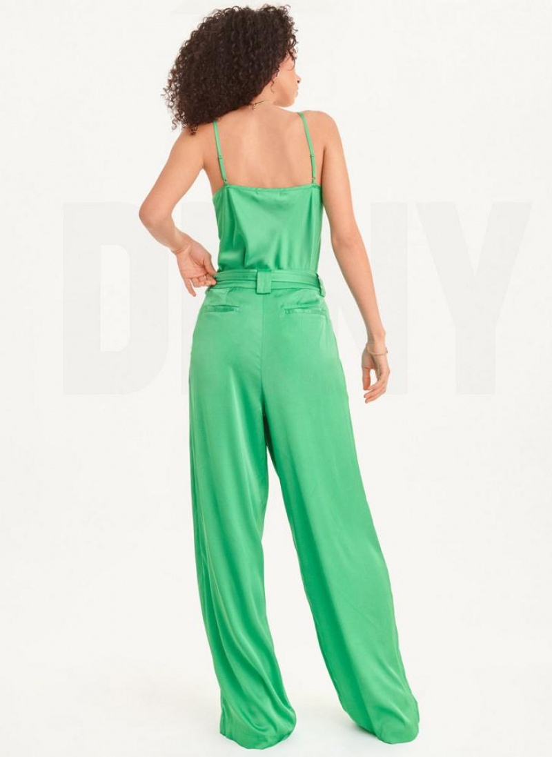 Green Women's DKNY Wide Leg Pants | Australia-D0758