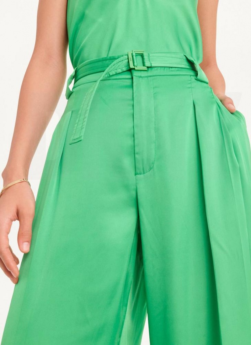 Green Women's DKNY Wide Leg Pants | Australia-D0758