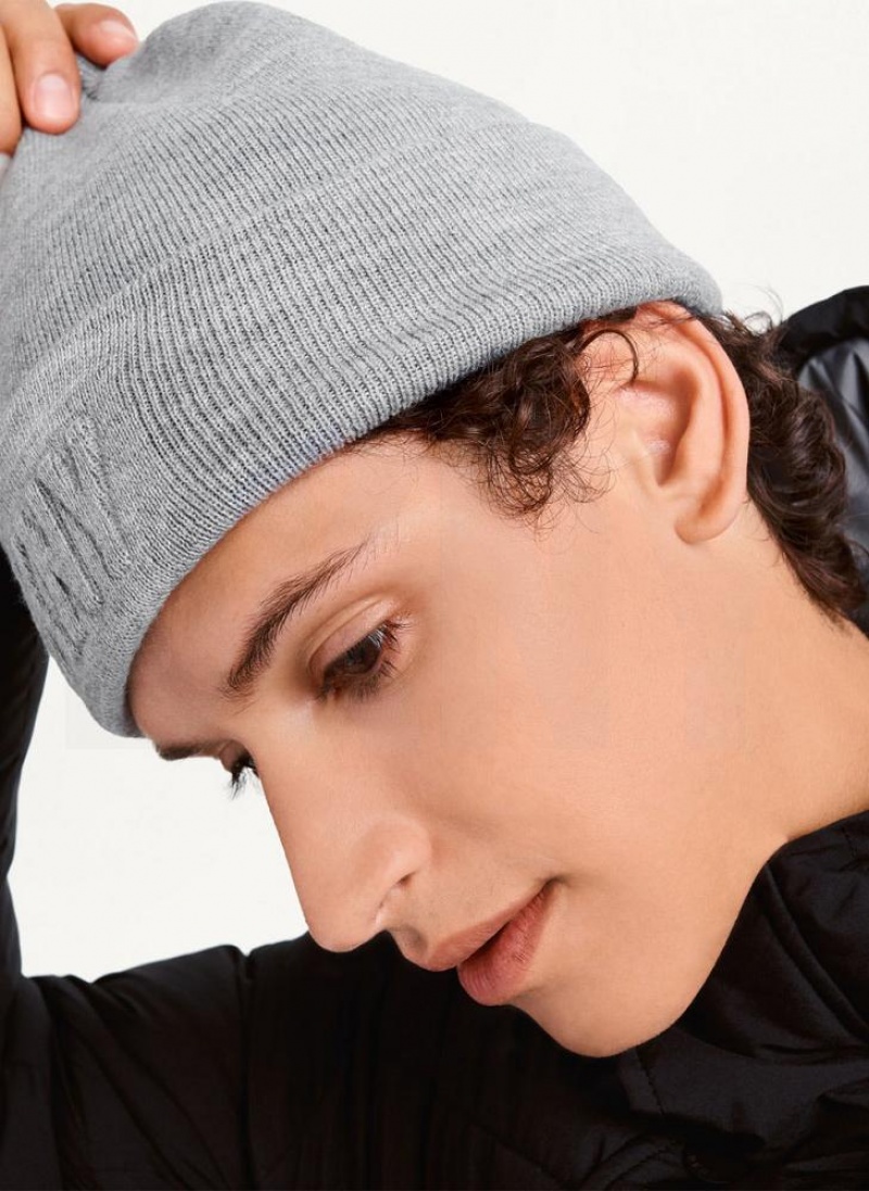 Grey Men's DKNY 3D Logo Beanie | Australia-D1983
