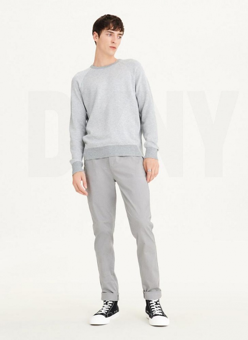 Grey Men's DKNY Birdseye Raglan Sleeve Sweaters | Australia-D1579