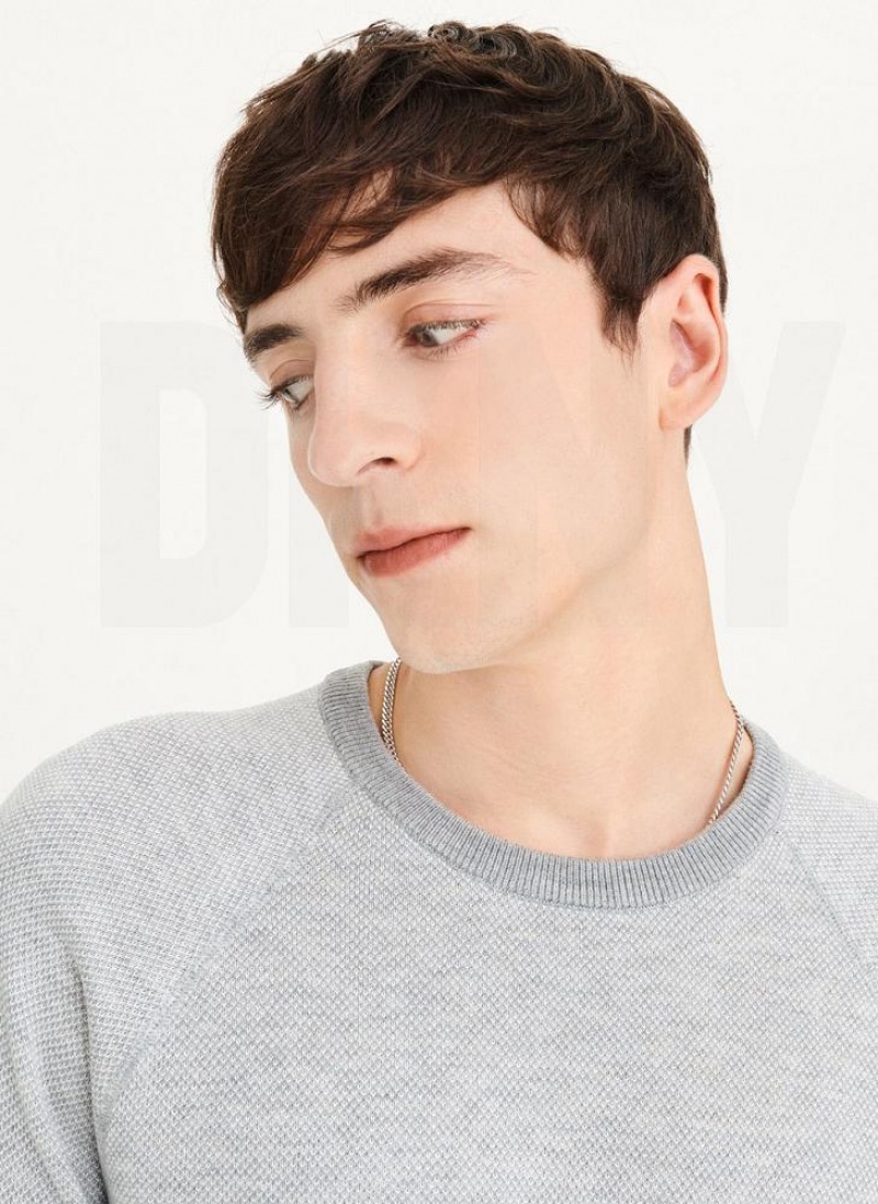 Grey Men's DKNY Birdseye Raglan Sleeve Sweaters | Australia-D1579