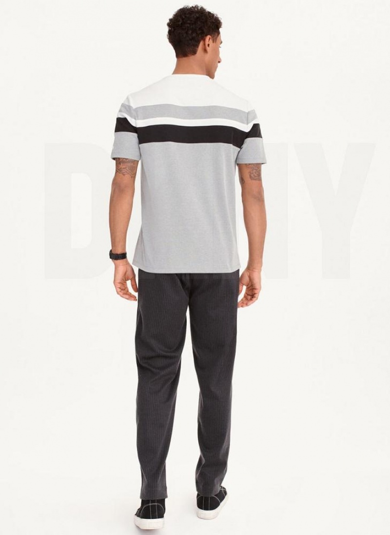 Grey Men's DKNY Block Short Sleeve Crewneck T Shirts | Australia-D1235