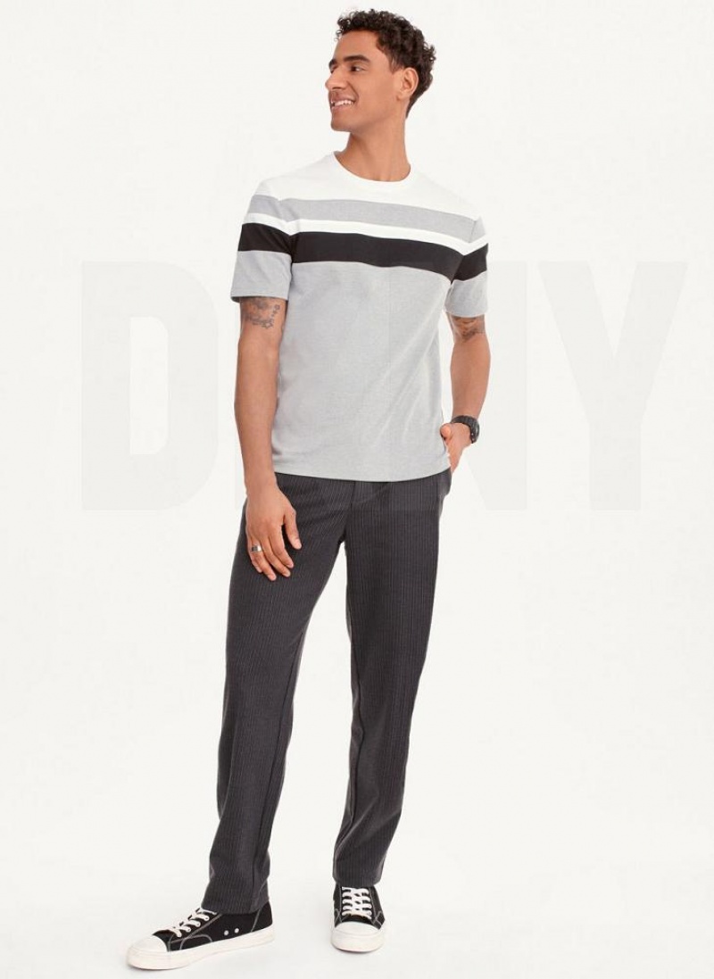 Grey Men's DKNY Block Short Sleeve Crewneck T Shirts | Australia-D1235
