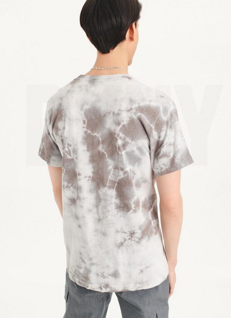 Grey Men's DKNY Cloud Wash Logo T Shirts | Australia-D1781