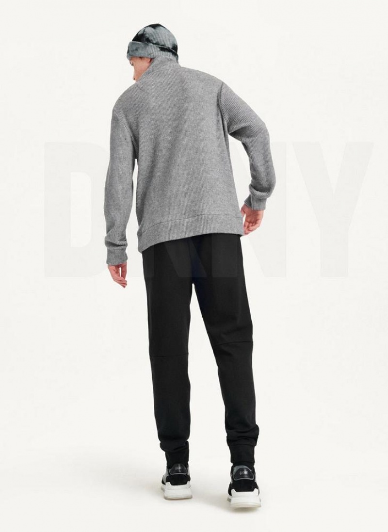 Grey Men's DKNY Double Knit Rib Funnel Neck Sweaters | Australia-D1257