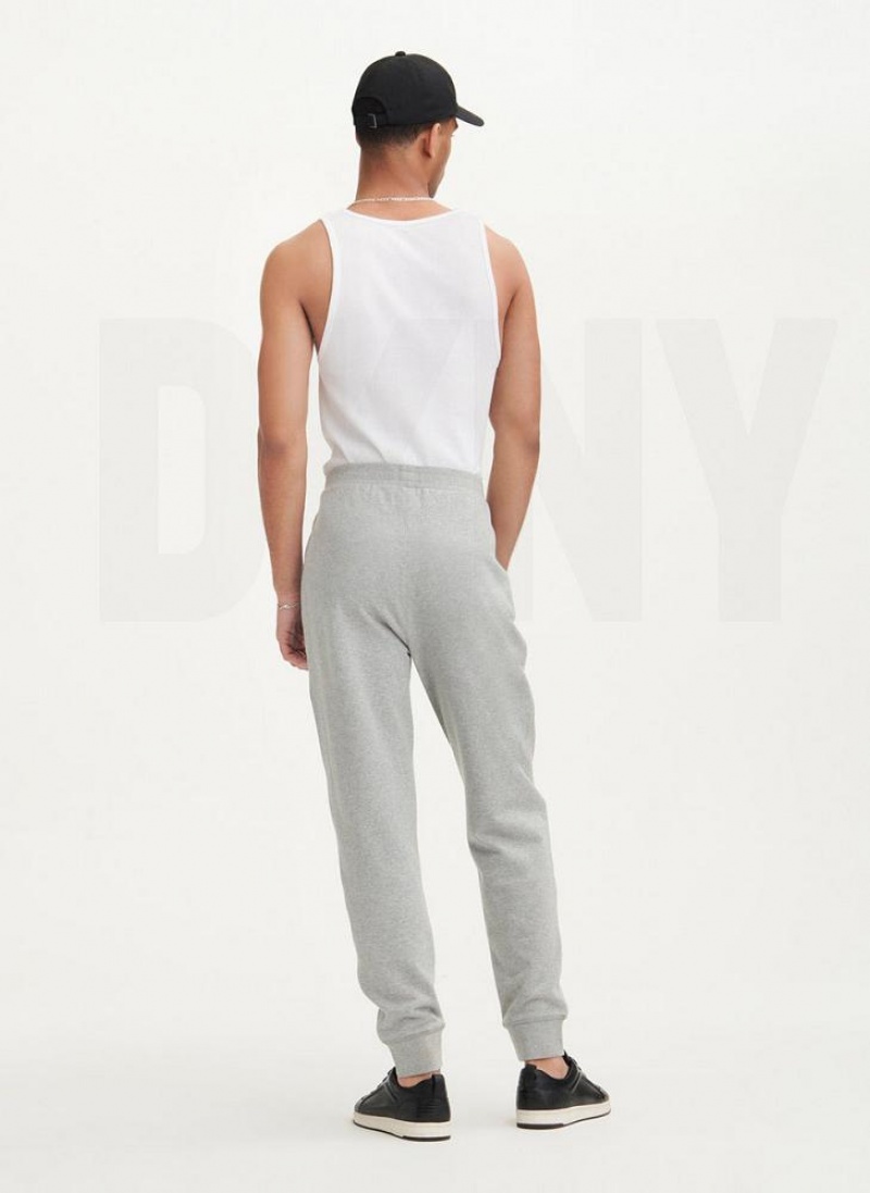 Grey Men's DKNY Mesh Pocket Logo Pants | Australia-D1883