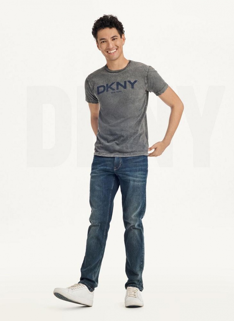Grey Men's DKNY Mineral Wash T Shirts | Australia-D1961