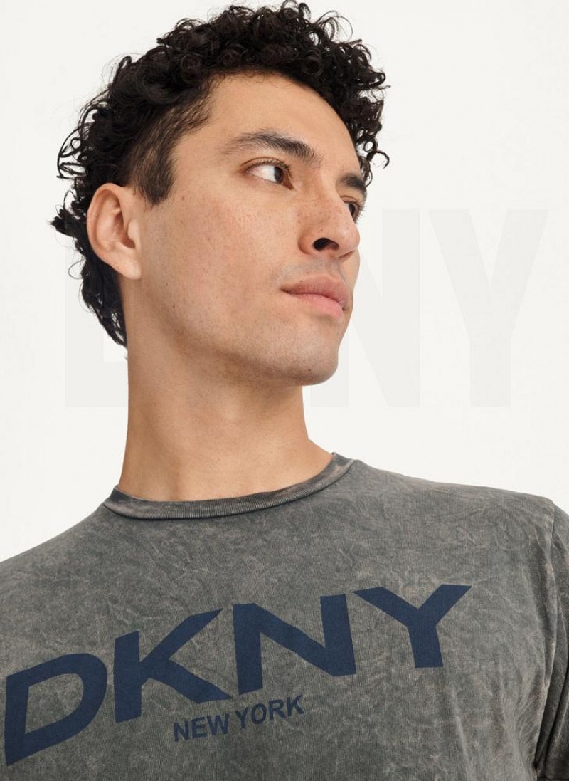 Grey Men's DKNY Mineral Wash T Shirts | Australia-D1961