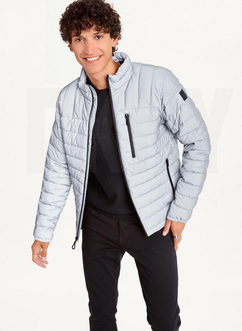 Grey Men's DKNY Packable Puffer Jacket | Australia-D0378