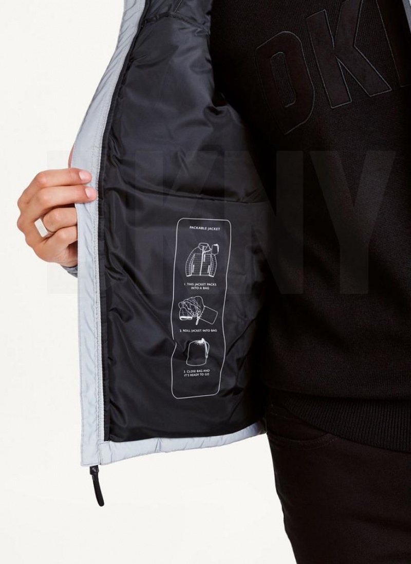 Grey Men's DKNY Packable Puffer Jacket | Australia-D0378