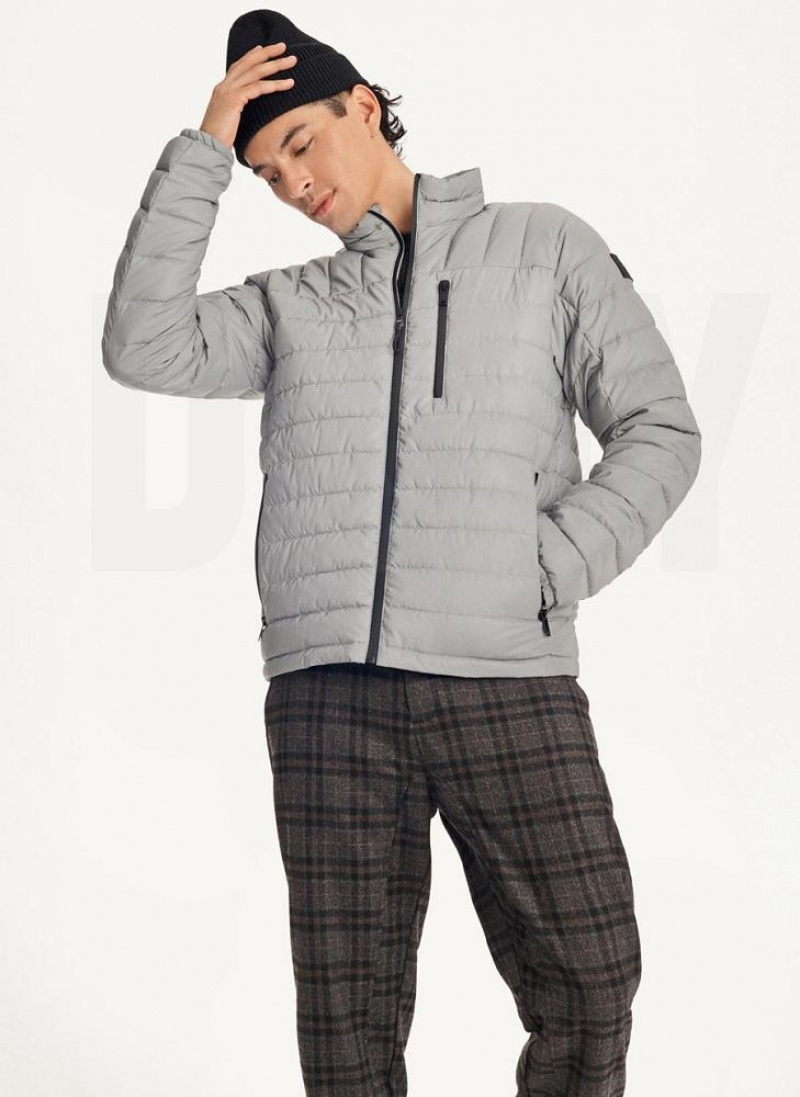 Grey Men's DKNY Packable Puffer Jacket | Australia-D1617