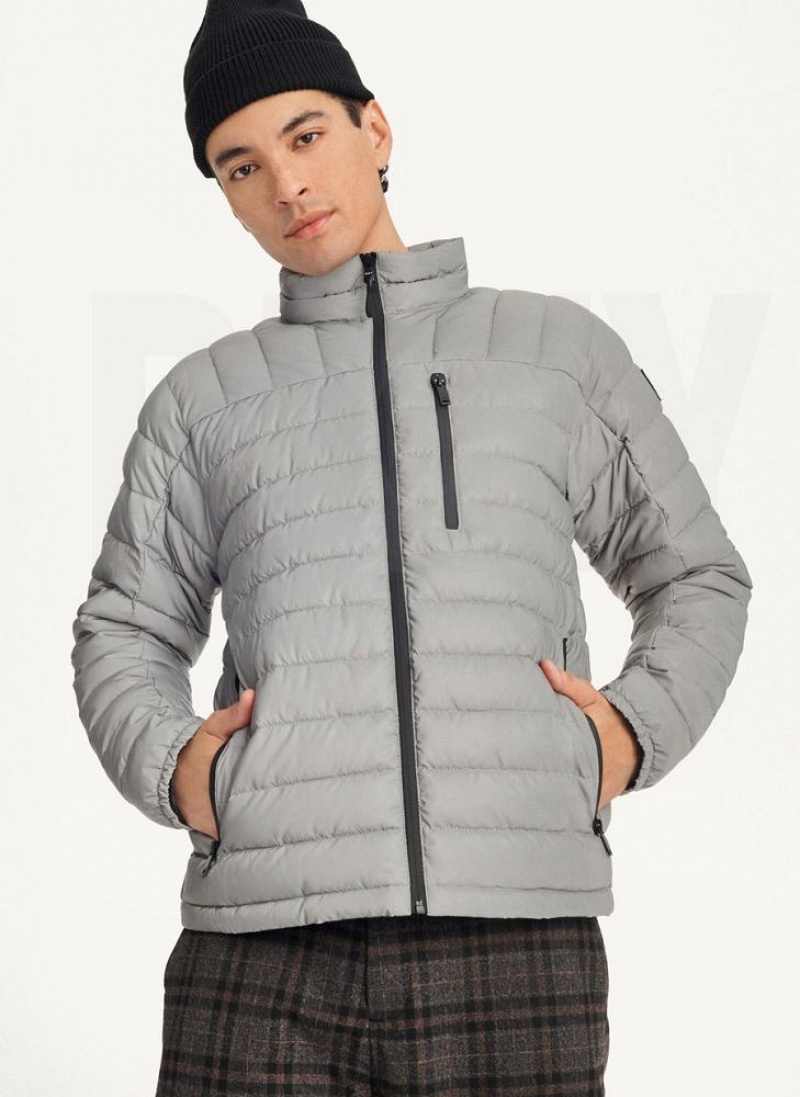 Grey Men's DKNY Packable Puffer Jacket | Australia-D1617