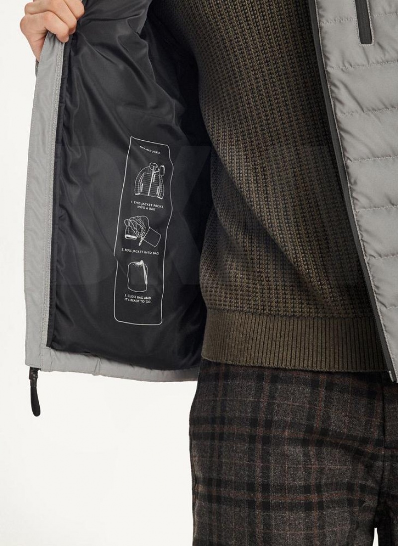 Grey Men's DKNY Packable Puffer Jacket | Australia-D1617