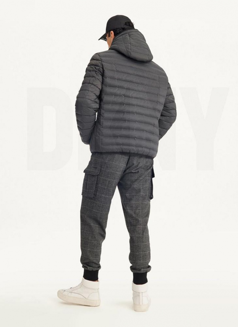 Grey Men's DKNY Quilted Reversible Sherpa Jackets | Australia-D0240