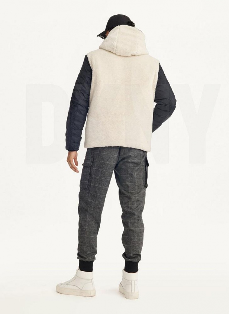 Grey Men's DKNY Quilted Reversible Sherpa Jackets | Australia-D0240