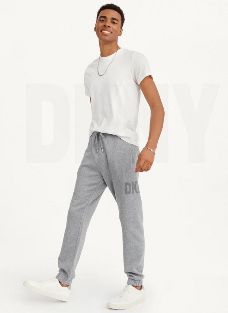 Grey Men's DKNY Shadow Logo Joggers | Australia-D1136