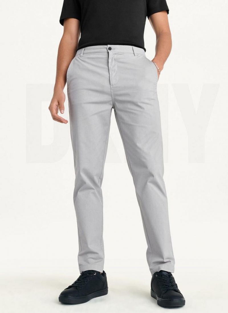 Grey Men's DKNY Slim Chino Pants | Australia-D0805