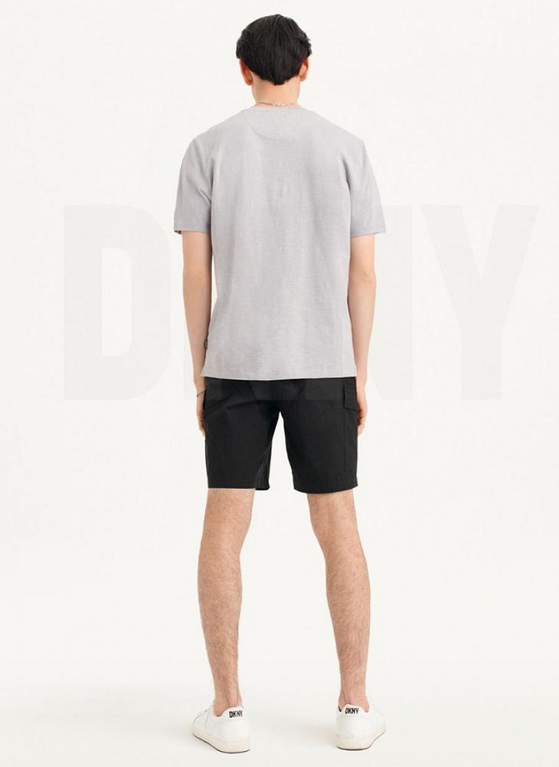 Grey Men's DKNY Slub Jersey Henley T Shirts | Australia-D1316