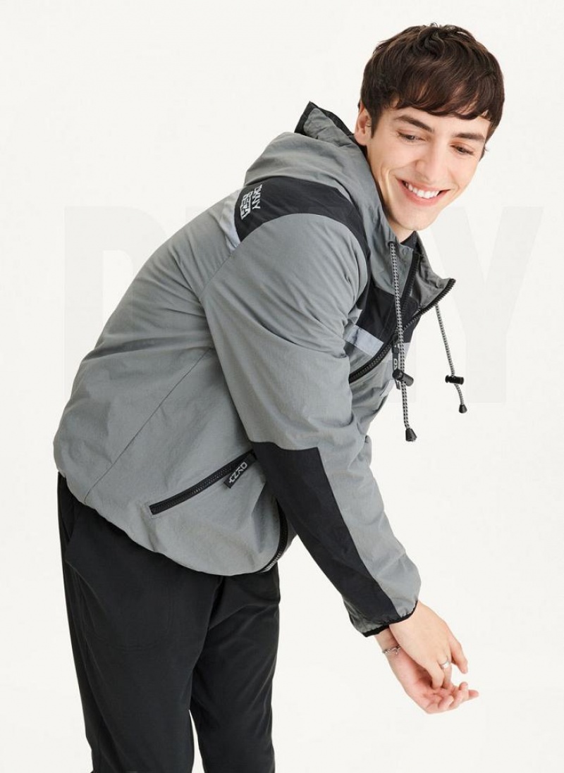 Grey Men's DKNY Tech Cotton Touch Nylon Jackets | Australia-D0988
