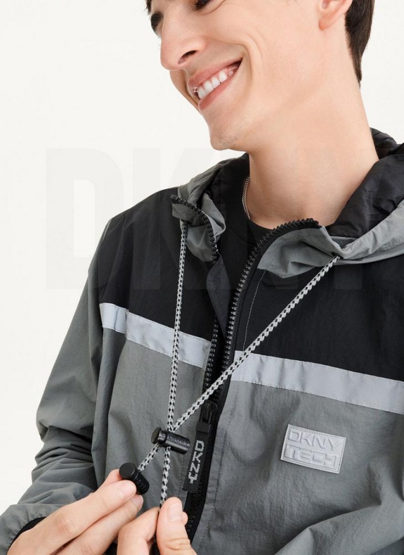 Grey Men's DKNY Tech Cotton Touch Nylon Jackets | Australia-D0988