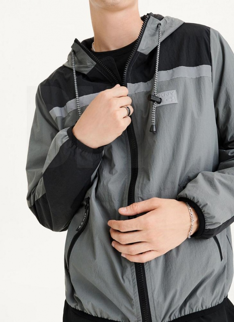Grey Men's DKNY Tech Cotton Touch Nylon Jackets | Australia-D0988