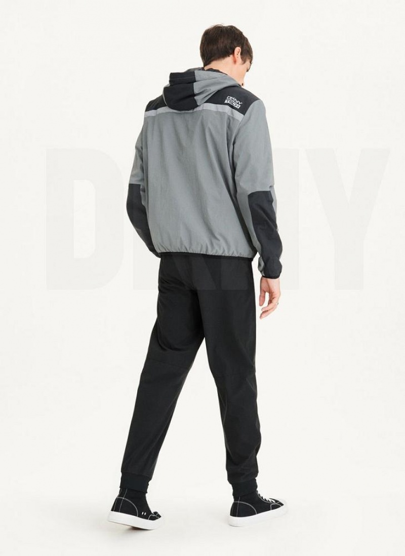 Grey Men's DKNY Tech Cotton Touch Nylon Jackets | Australia-D0988