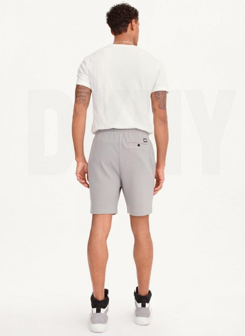 Grey Men's DKNY Vertical Effect Knit Shorts | Australia-D1880