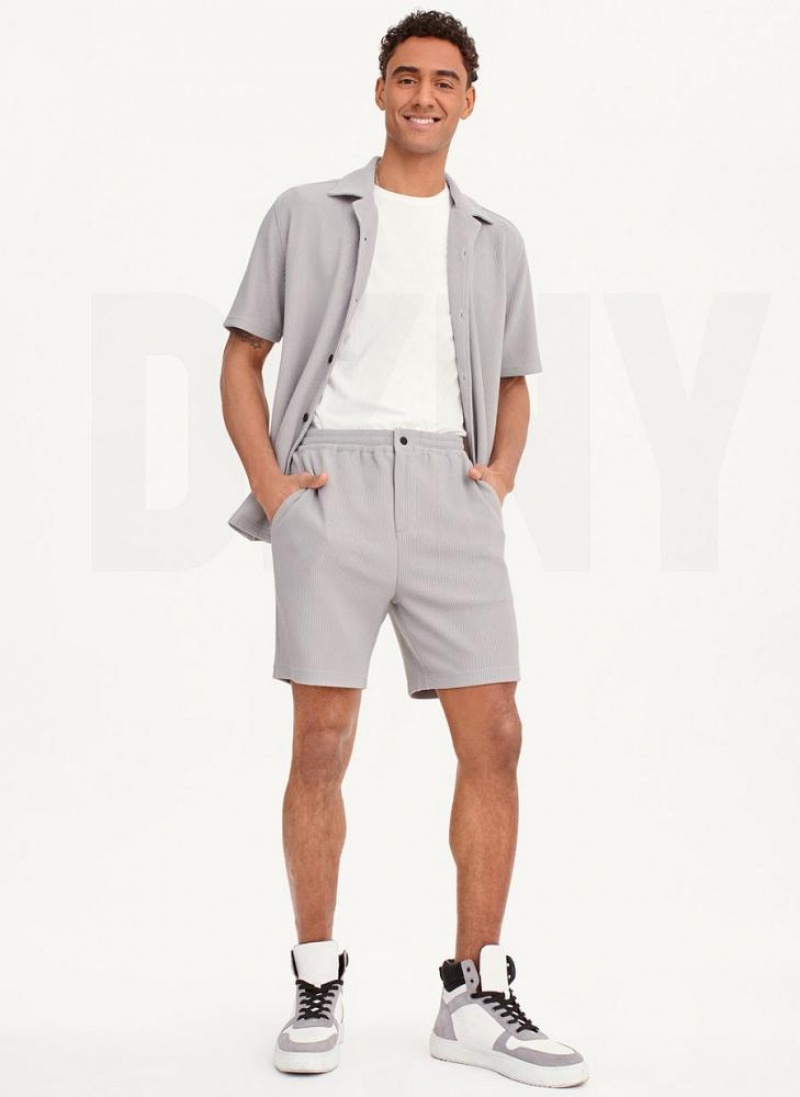 Grey Men's DKNY Vertical Effect Knit Shorts | Australia-D1880